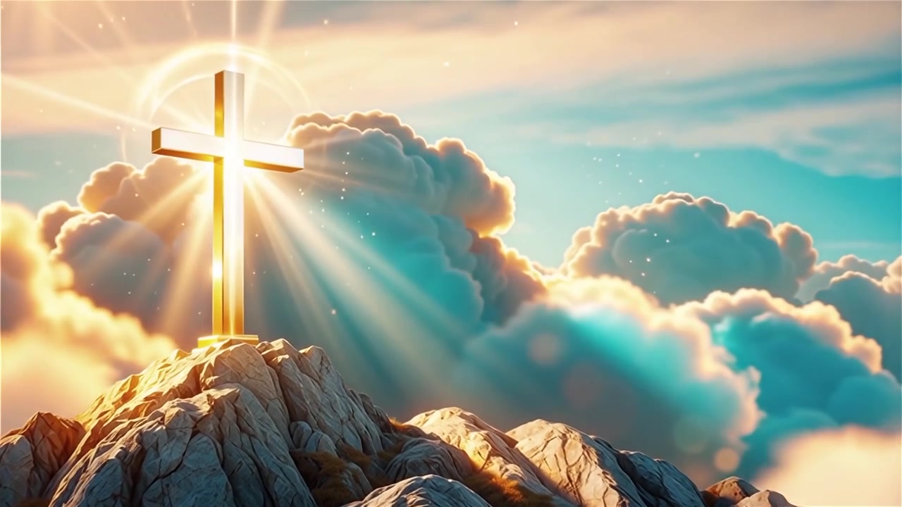 Christian Cross Heavenly Light Worship Background