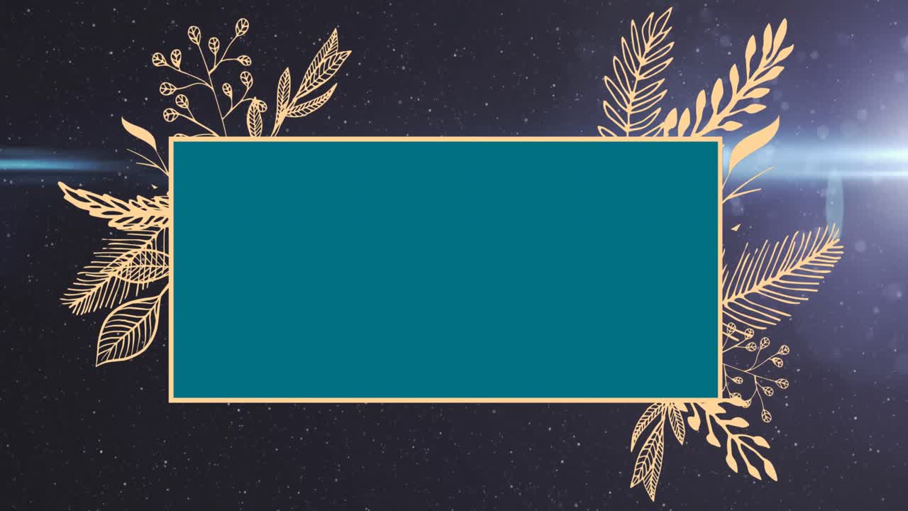 파란색 배경에 복사 공간과 꽃 장식과 함께 파란색 프레임의 애니메이션