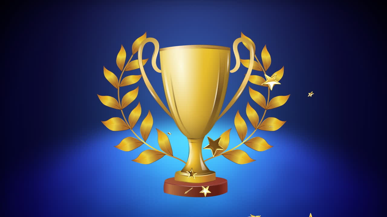 animación de estrellas en movimiento sobre la taza sobre fondo azul