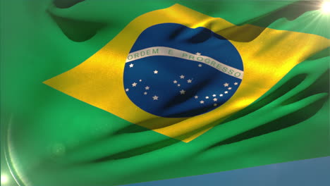 large brazil national flag waving