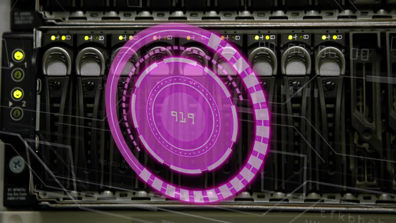 Animation of purple circle with numbers over servers