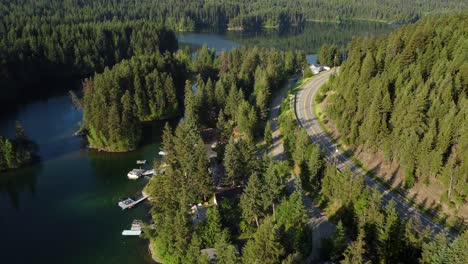 Heffley-Lake-Kamloops-in-British-Columbia,-Canada-nature-park,-aerial