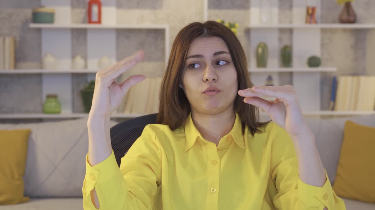 una joven mujer de negocios cansada y abrumada trabajando desde casa por la noche.