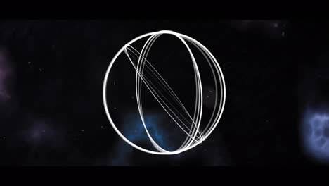 digital animation of abstract circular geometrical shape against thunder against black background