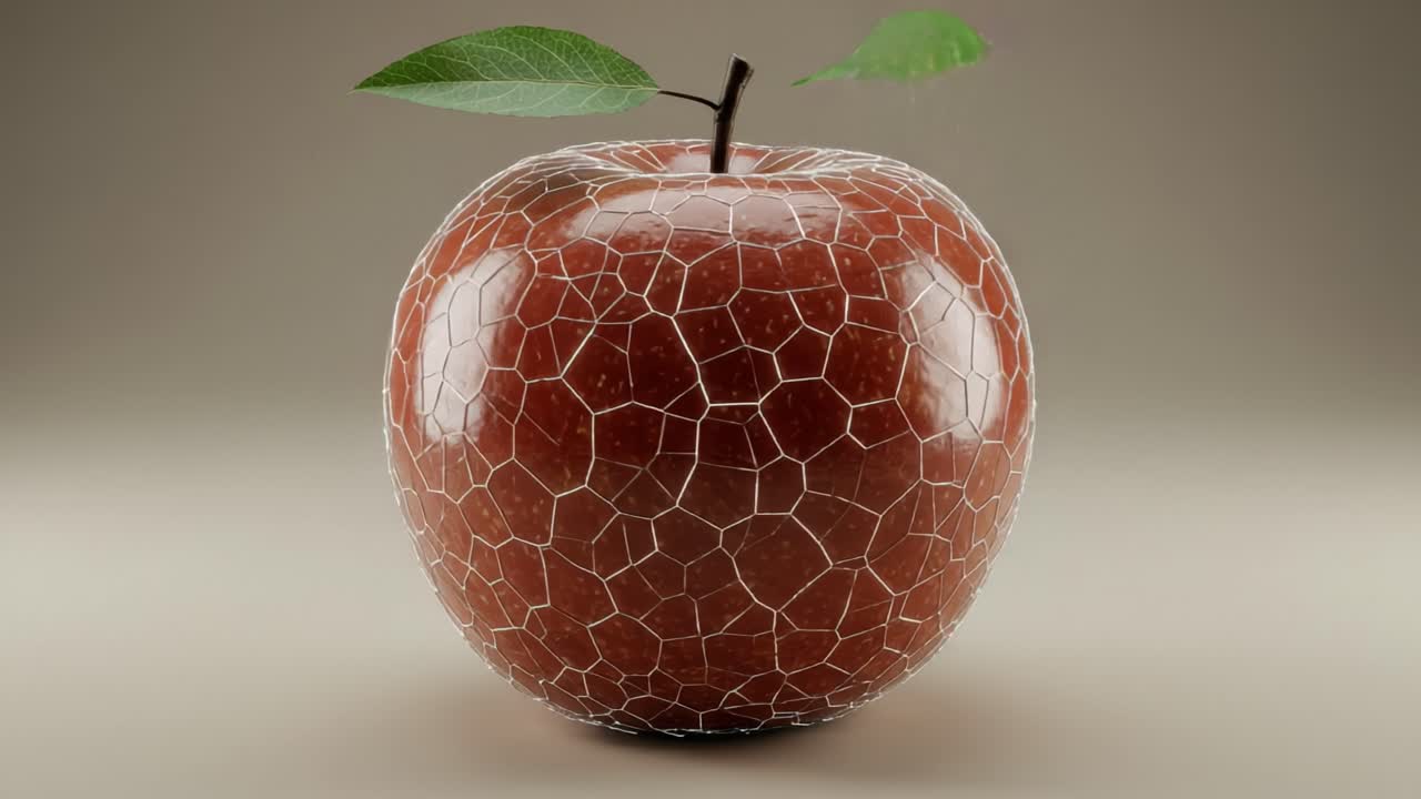 A Stunning Visual Transformation of a Red Apple: Unveiling the Intricate Design Through Two Compelling Frames of Artistic Innovation