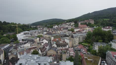 Aerial: Baden Baden&#039;s architectural blend, nestled amidst nature&#039;s serene backdrop
