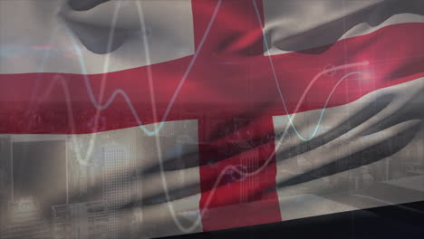 animation of data processing over flag of england