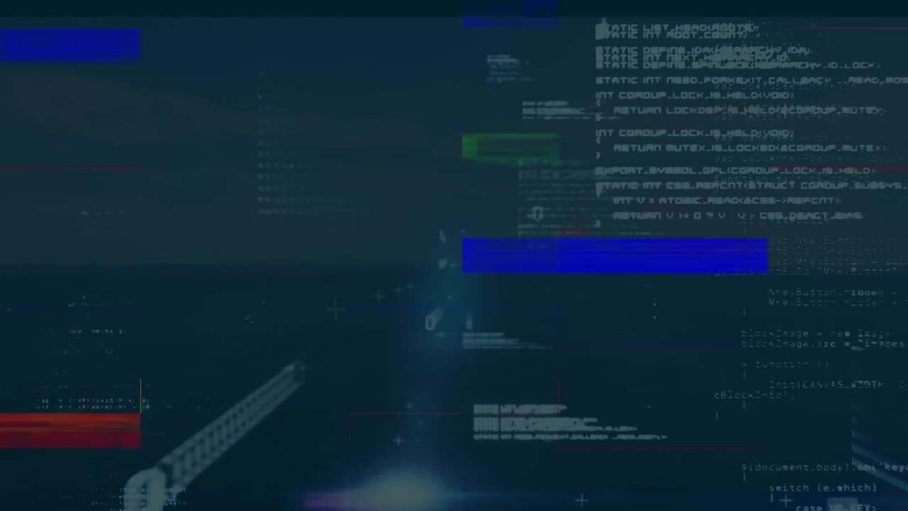 animación de procesamiento de datos y rectángulos parpadeantes sobre fondo azul oscuro