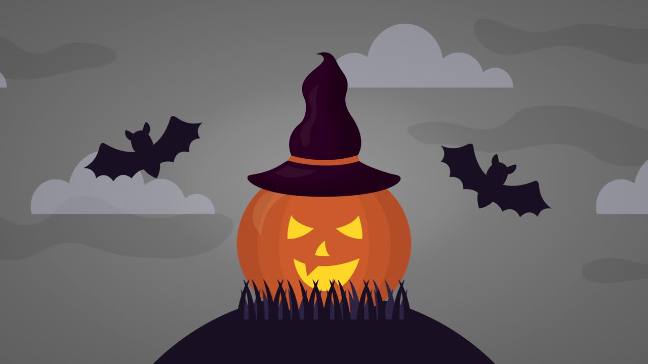 felice celebrazione di halloween con l'animazione della zucca