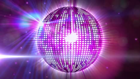 Animation-of-shiny-purple-disco-ball-rotating-at-club-during-party