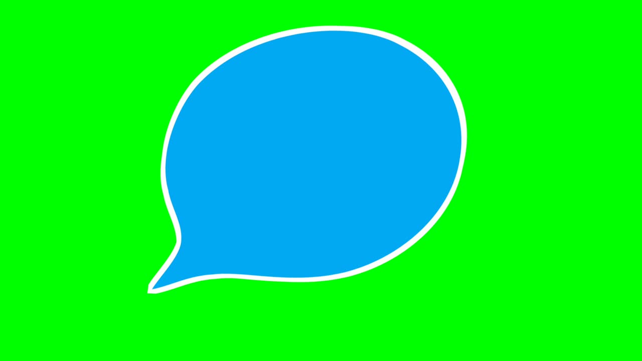 Animation Speech Bubble blue color on green screen background