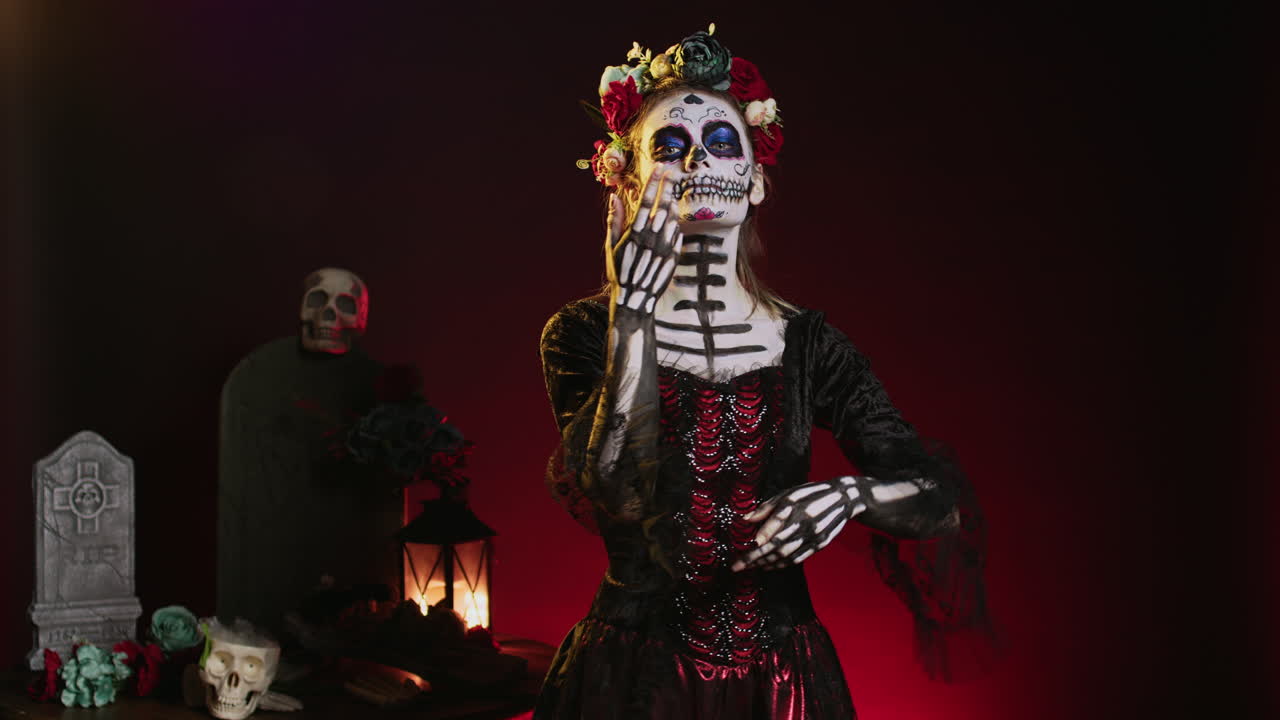 Woman in Day of the Dead Makeup and Costume