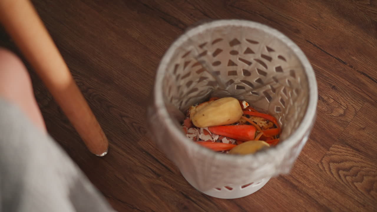 Food Scraps in a Trash Can