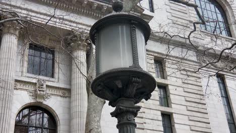 lamp post in front of public library