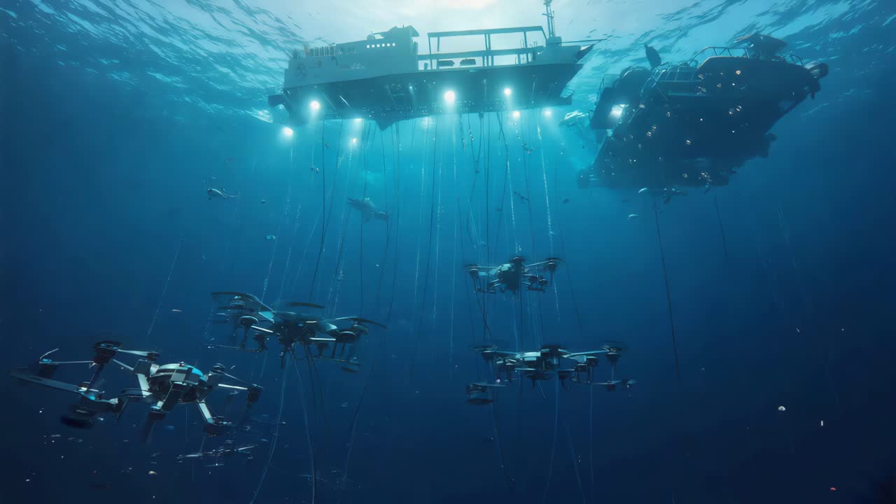 Underwater drone research with mother ships