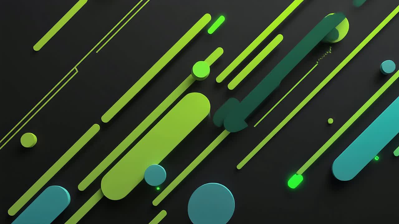 Dynamic Motion Graphics with Green and Blue Geometric Shapes
