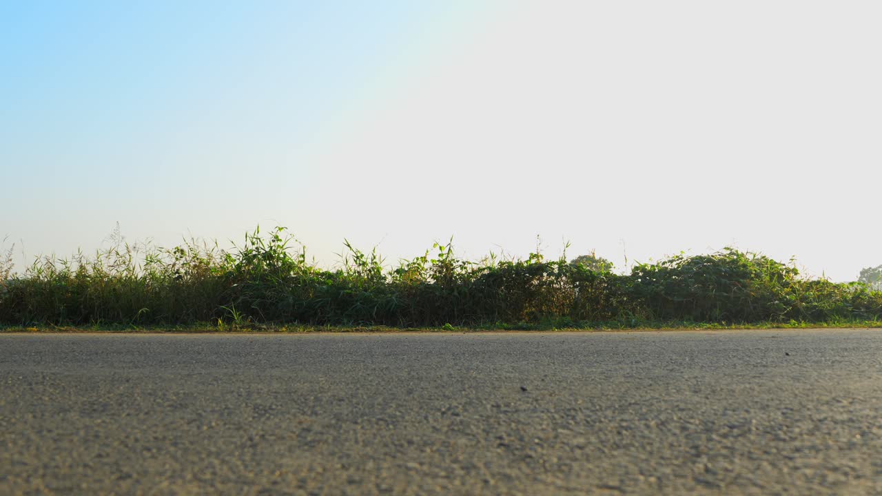 바에서 자전거를 타고 여름에 애도를 표하는 사람의 인식할 수 없는 실루