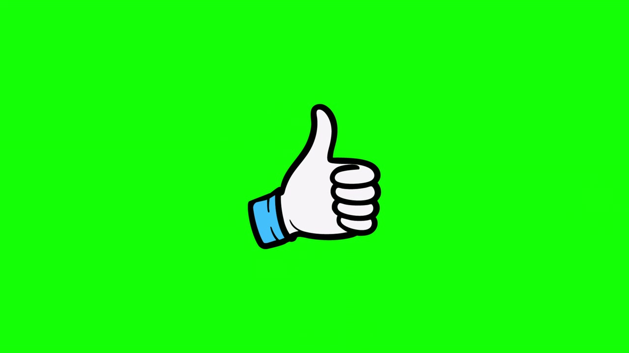Animated Thumbs Up Like Icon Appearing on Green Screen