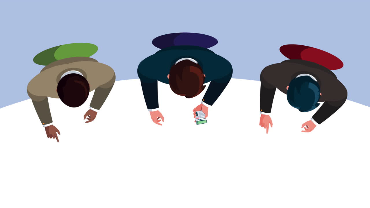 tres hombres de negocios sentados en personajes de airview