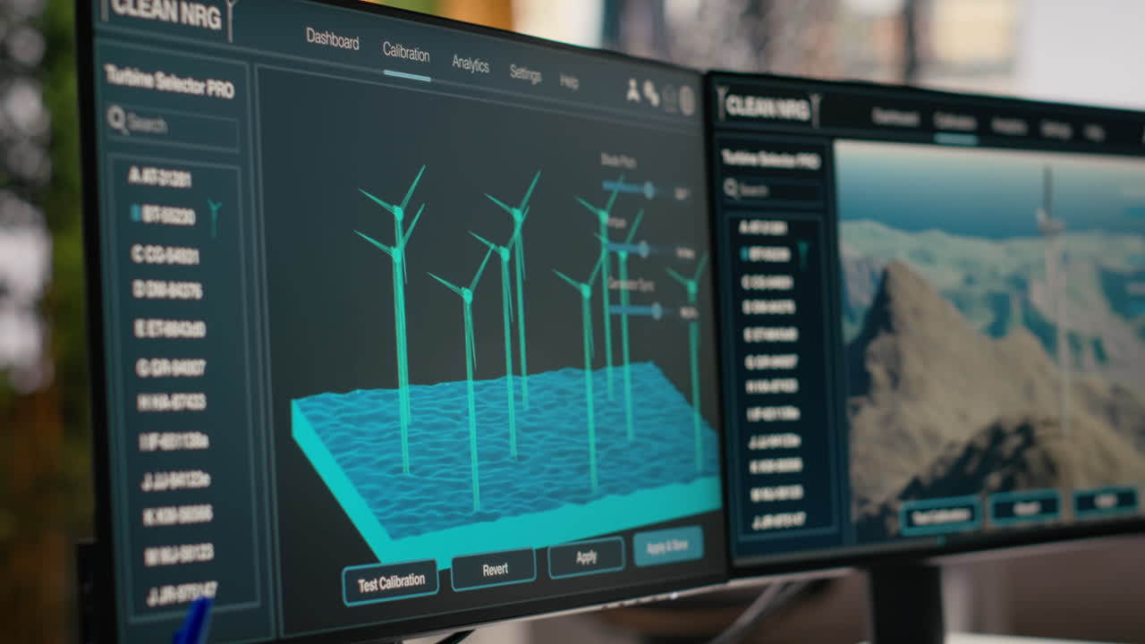 Windmill Farm Cad Design Software Displayed On Monitors
