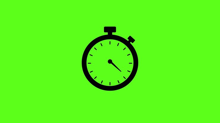 Animated Stopwatch Icon Counting Time on Green Screen