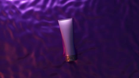 purple and pink cosmetic product mockup on satin fabric