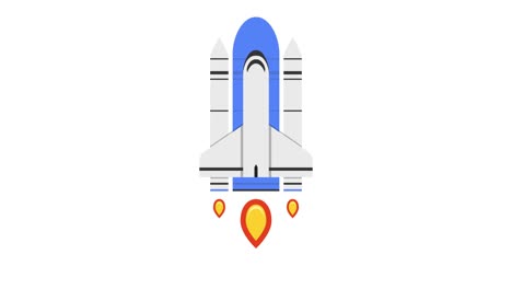 cartoon rocket ship flying up on white background. loop animation. 4k resolution.