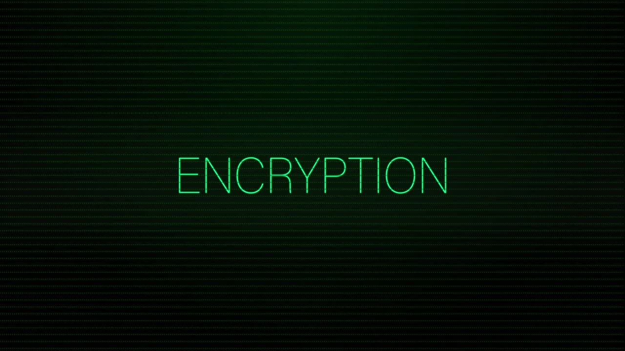 Animation of interference over encryption text on black background