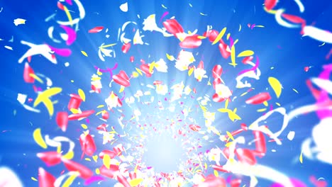 colorful petals. spiral shiny petals of blossoms. flower pattern. pretty dancing petal. vortex from spin petals. abstract loop animation.