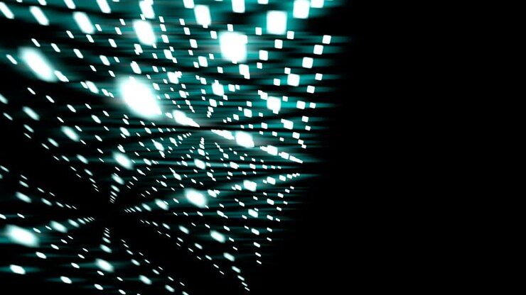 Abstract Geometric Square box shap from square dot blue color glowing pattern background rotate moving, seamless looping animation 4K with copy space