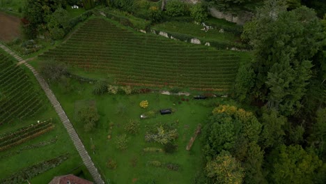 reveal drone shot of vaumarcus castle in canton of neuchatel switzerland