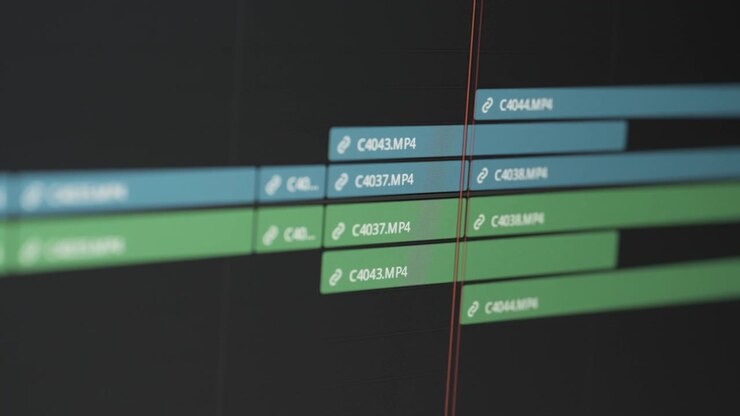 Editing software timeline on the screen