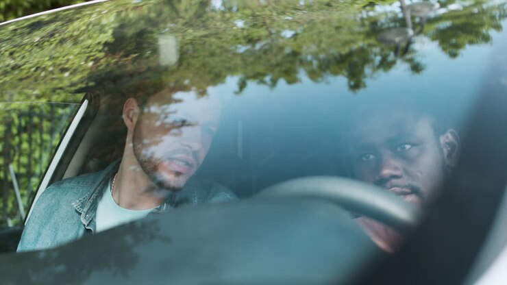 Man learning how to drive