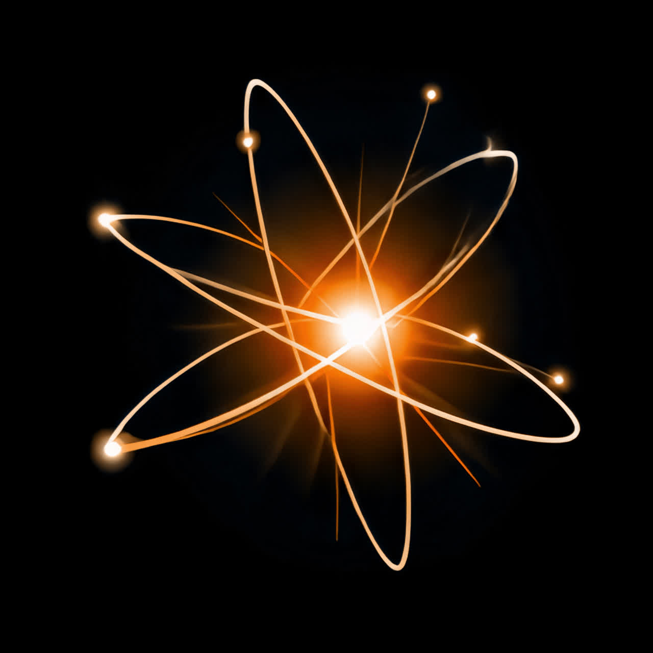 Scicene atom animation isolated asset, transparent 4K video, alpha channel, ProRes 4444