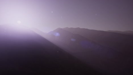 aerial green hills landscape in fog