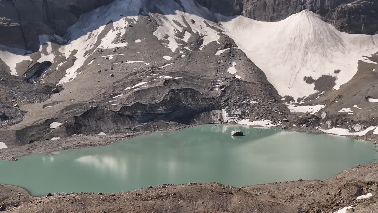 Beautiful glacial lake in Urnerboden, serene alpine setting, summer day