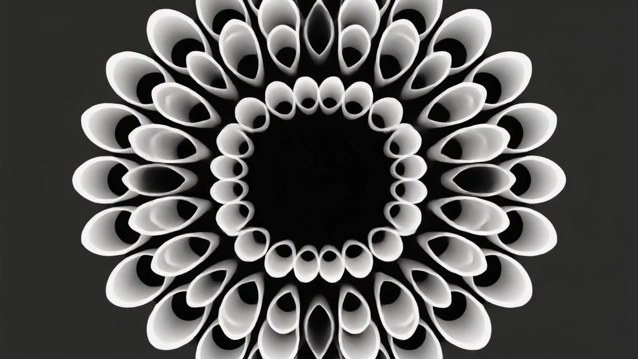 Abstract 3D Animation of Expanding and Contracting Geometric Flower Pattern