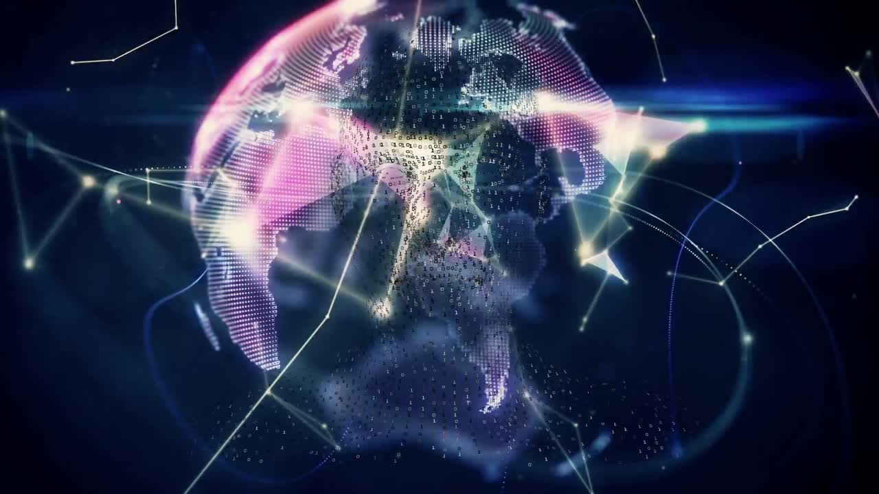 animación de un modelo de cara humana sobre un globo de redes de plexo contra un fondo gris