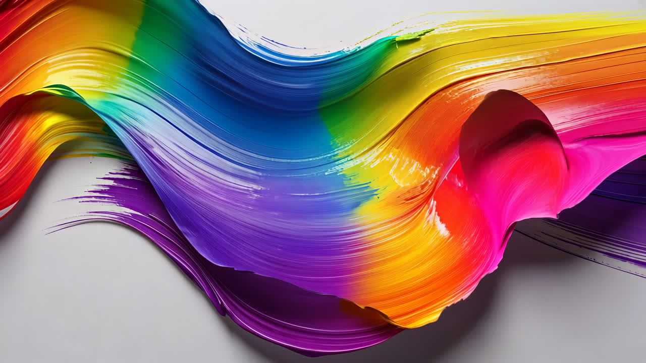 Vibrant Rainbow Paint Stroke on White Background