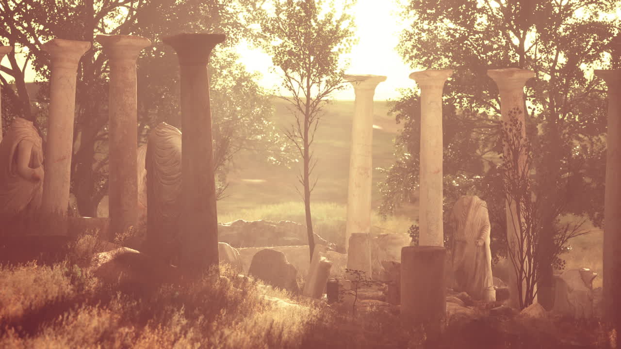 antiguas ruinas romanas con estatuas rotas