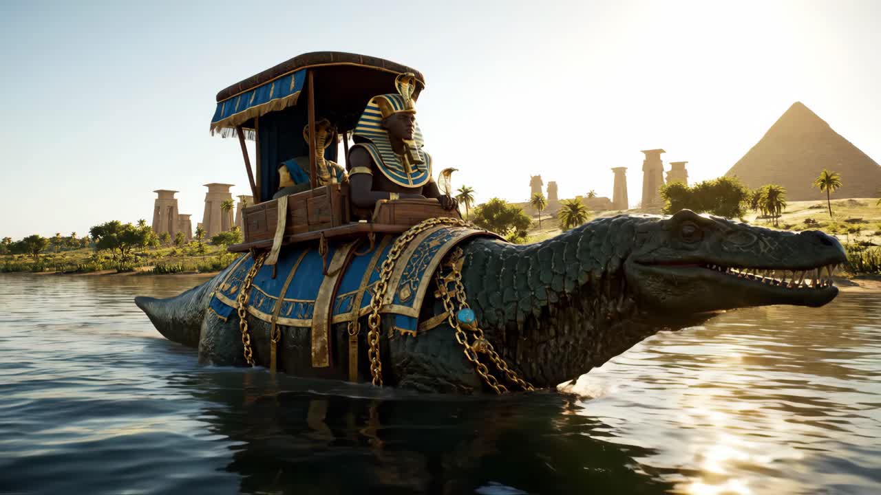 Egyptian Pharaoh on a Crocodile