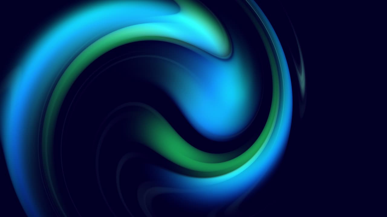 el gradiente espiral abstracto gira. las líneas curvas retorcidas giran como un fondo abstracto creativo con un gradiente líquido de colores verdes y azules se mezclan lentamente con el espacio de copia. animación en bucle suave de 4k.