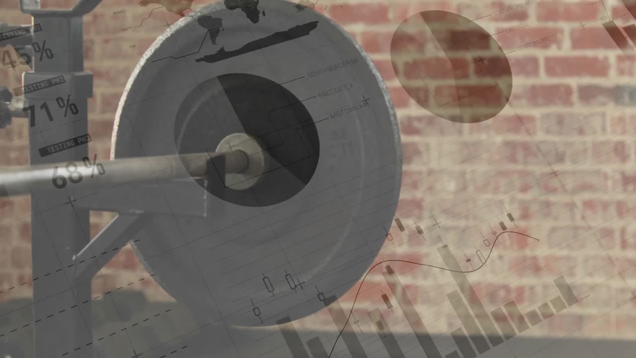 Opening shot faint overlays fading charts sliding camera panning over plate visualizing data