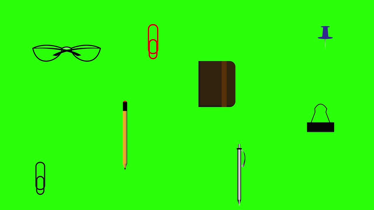 herramientas de oficina grupo de animación, clave de croma, diseño plano, elemento de fuente gráfica