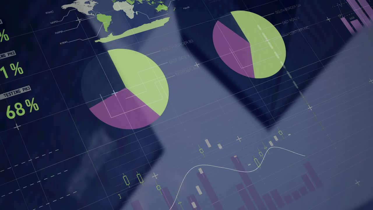 animación del procesamiento de datos sobre el paisaje
