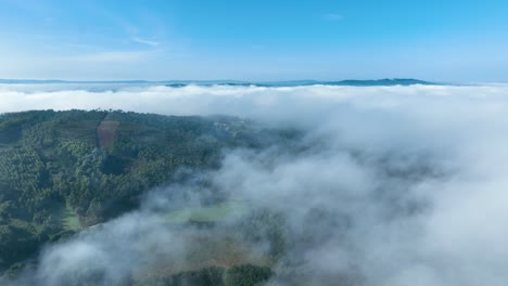 Nebel-Und-Wolken-über-Dem-Berg-Mit-Grünem-Wald