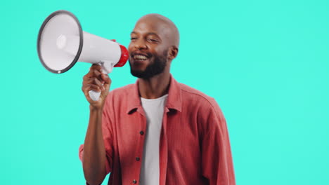 happy black man, megaphone