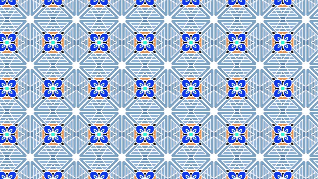 patrón de mosaico colorido estilo geométrico hecho en un fondo negro animación lateral - gráfico