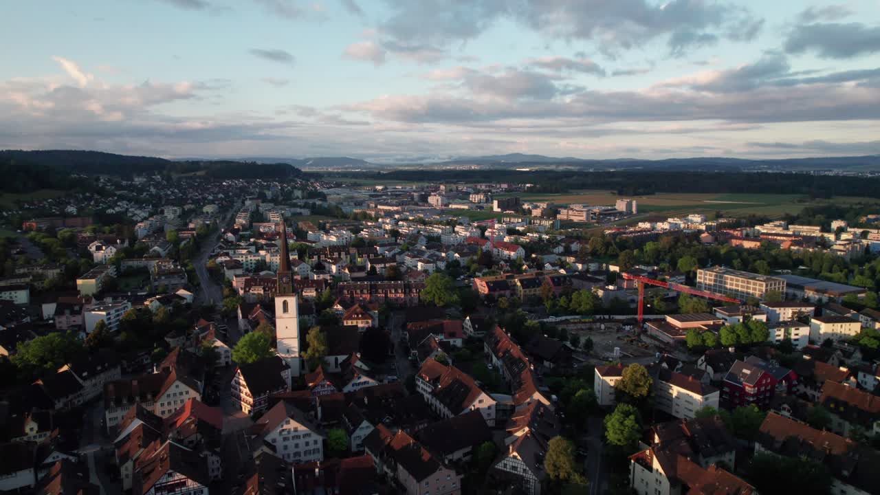 Aerial panorama of village of Bülach, Switzerland, 4K