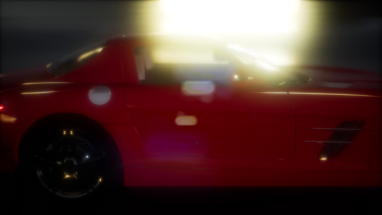 coche deportivo de lujo en un estudio oscuro con luces brillantes